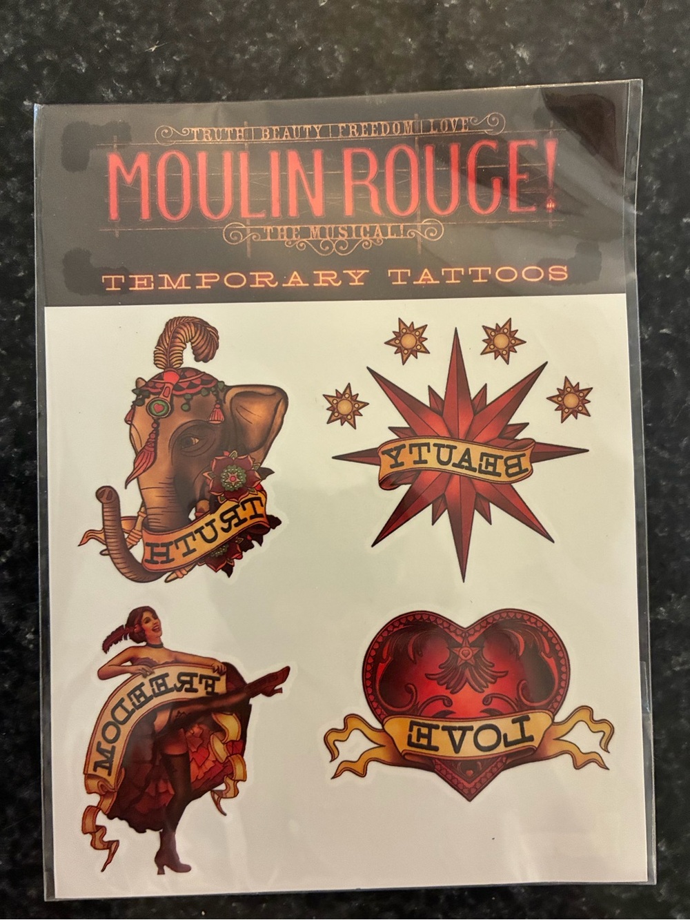 NEW Moulin Rouge Broadway Musical Set Of Temporary Tattoos - Super Rare